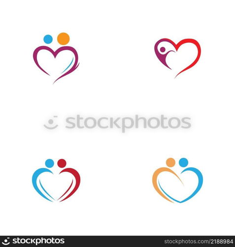 set of  Heart logo and people design