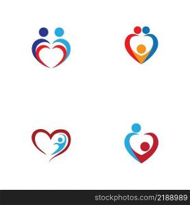 set of  Heart logo and people design