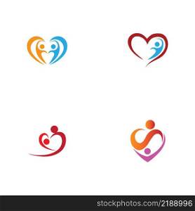 set of Heart logo and people design