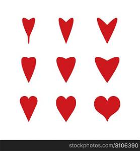 Set of heart love hearts red color hearts Vector Image