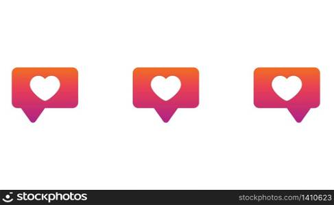 Set of heart message icons. Like quote social buttons in gradient style. Isolated media comment notification banner. Insta style of love or like button. Vector EPS 10