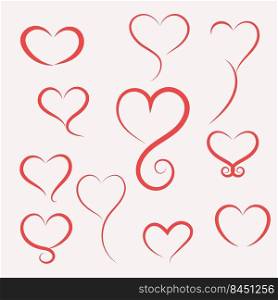 Set of Heart valentine Shapes icon illustration