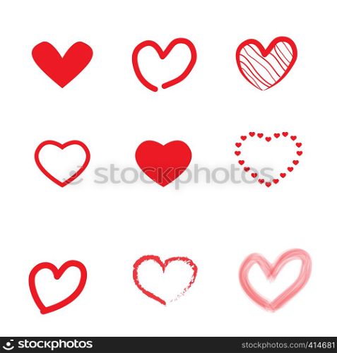 set of hearts, idel for valentines day and wedding. hearts icon on white background. flat style. hearts sign.