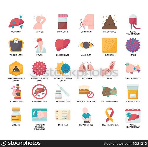 Set of Hepatitis thin line icons for any web and app project.