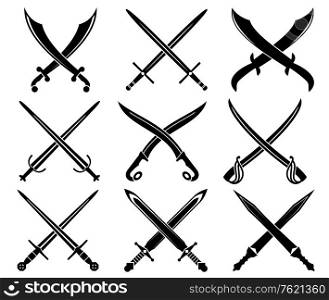 Set of heraldic swords and sabres for design