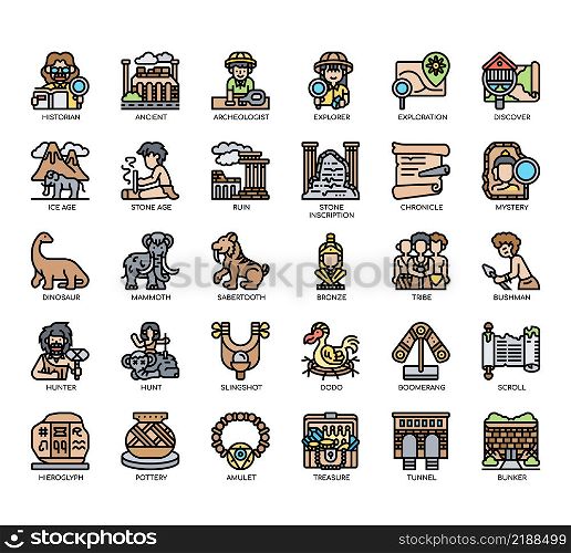Set of History thin line icons for any web and app project.
