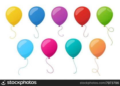 Set of holiday colorful balloons. Vector illustration for holiday or greeting cards, web, print and other design