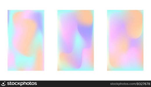 Set of holographic abstract background. Stylish holographic backdrop with gradient mesh.  For covers, wallpapers, posters, branding, social media, posters and more.Vector illustration