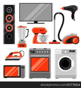 Set of home appliances. Household items for sale and shopping advertising design. Set of home appliances. Household items for sale and shopping advertising design.