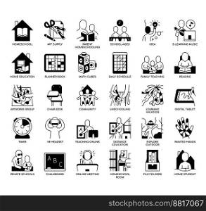 Set of Homeschooling thin line icons for any web and app project.