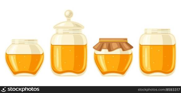 Set of honey jars. Image for business, food and agricultural industry.. Set of honey jars. Image for food and agricultural industry.