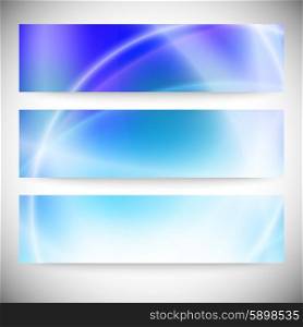 Set of horizontal banners. Abstract background, blue texture vector.