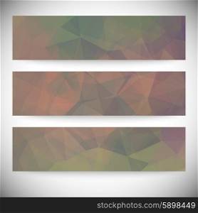 Set of horizontal banners. Abstract background, triangle design vector illustration.