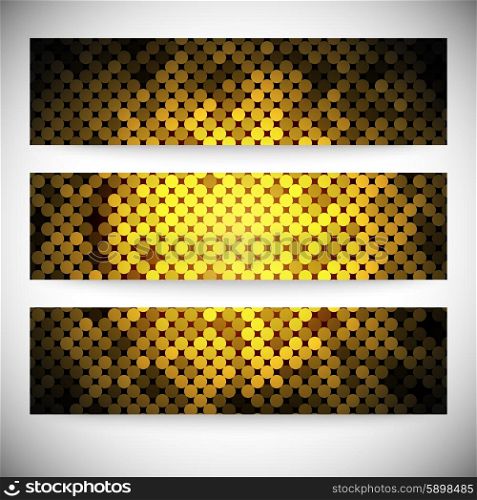 Set of horizontal banners. Abstract golden dots background vector illustration.. Set of horizontal banners. Abstract golden dots background vector illustration