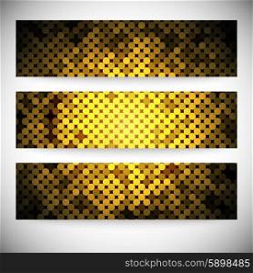 Set of horizontal banners. Abstract golden dots background vector illustration.. Set of horizontal banners. Abstract golden dots background vector illustration