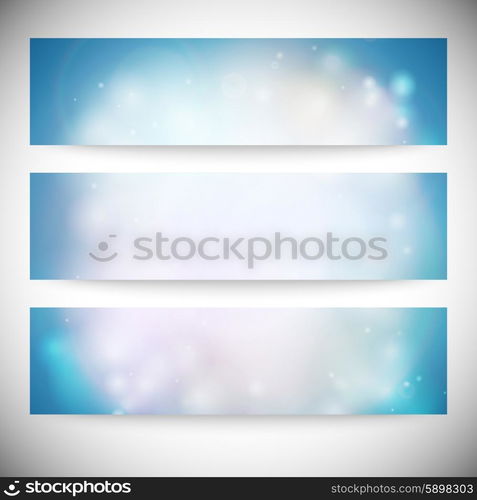 Set of horizontal banners. Abstract multicolored defocused lights background vector illustration.. Set of horizontal banners. Abstract multicolored defocused lights background vector illustration