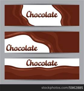 Set of horizontal banners with chocolate flow. Set of horizontal banners with chocolate flow.