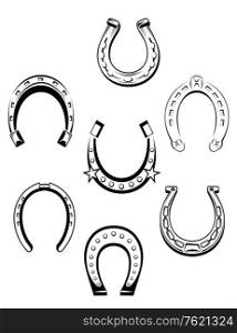 Set of horseshoe icons and symbols for lucky concept design