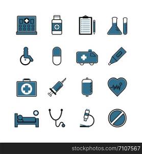 set of hospital icon, isolated on white background