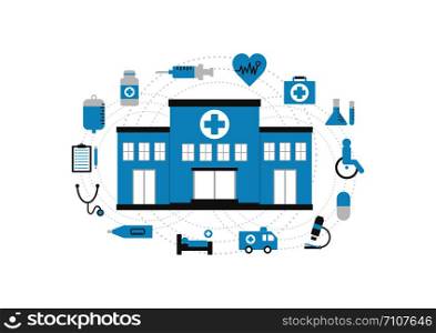 set of hospital icon, isolated on white background