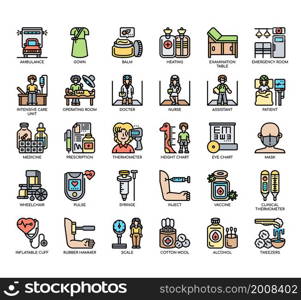 Set of Hospital thin line icons for any web and app project.
