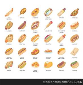 Set of Hot Dog Styles thin line icons for any web and app project.