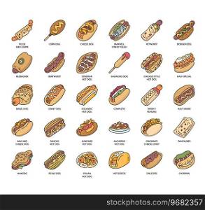 Set of Hot Dog Styles thin line icons for any web and app project.