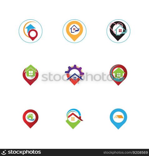 set of  House location logo and symbol vector illustration design template on gray background