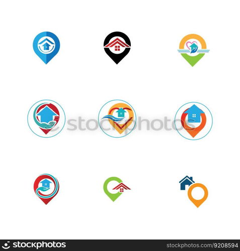 set of  House location logo and symbol vector illustration design template on gray background