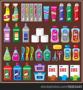 Set of household chemicals. vector