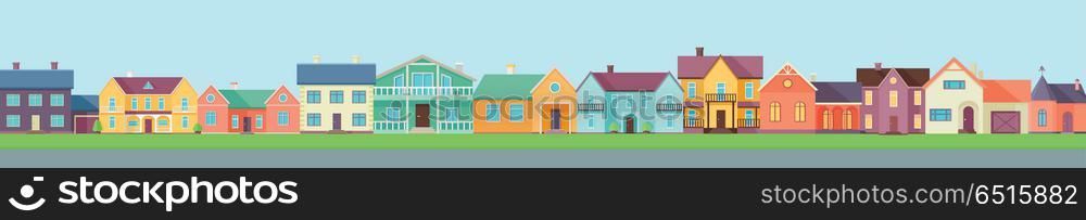 Set of Houses, Buildings and Architectures. Set of houses, buildings and architecture variations. Flyer poster banner. Countryside or city architecture. Part of series of modern buildings in flat design style. Real estate concept. Vector