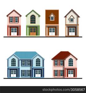 set of houses flat design vector illustration