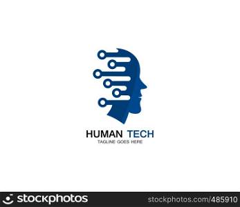 set of human tech logo template vector icon illustration design