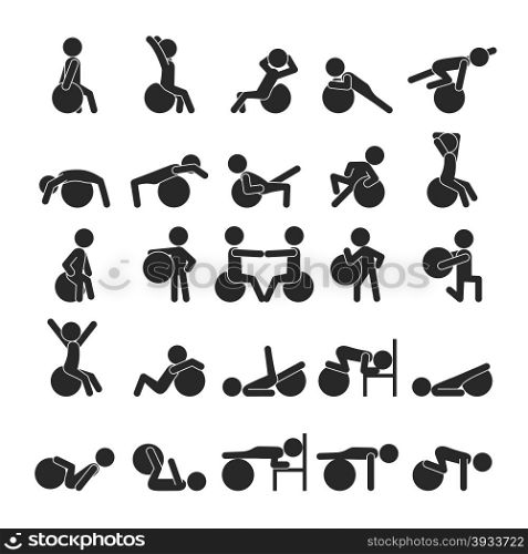 Set of human with exercise ball , Human pictogram Icons , eps10 vector format