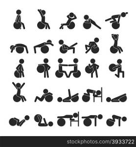 Set of human with exercise ball , Human pictogram Icons , eps10 vector format