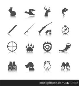 Set of hunting animal wild life leisure icons with reflection effect vector illustration