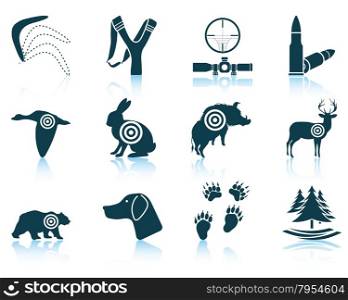 Set of hunting icons. EPS 10 vector illustration without transparency.