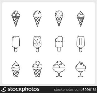 Set of ice cream line icons, vector eps10 illustration. Ice Cream Line Icons