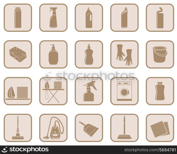 Set of icon cleaning on a white background