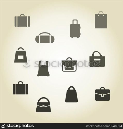 Set of icons a bag and a suitcase, a vector illustration