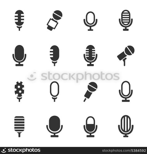 Set of icons a microphone. A vector illustration