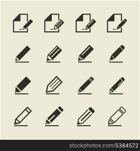 Set of icons a pencil. A vector illustration