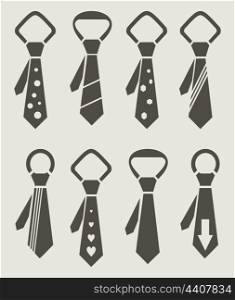 Set of icons a tie. A vector illustration