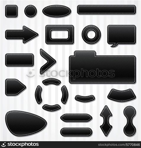 Set of icons, buttons and menus for websites in black.
