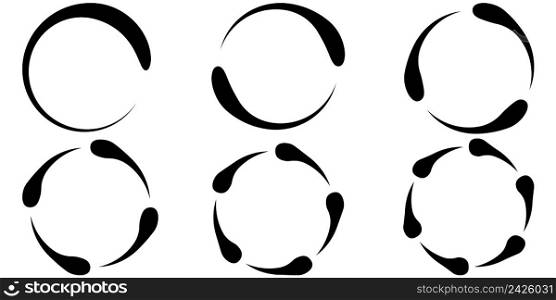 Set of icons concept of torsion rotation, vector set of circles recycle, refresh, guide lines around the circle