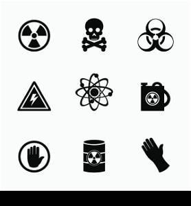 Set of icons danger. A vector illustration