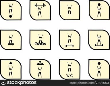 Set of icons for a sports hall