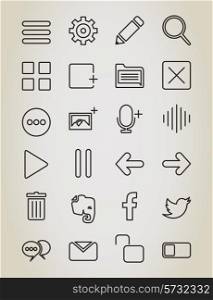 Set of icons in linear style. A vector illustration