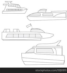 set of icons marine yachts, pleasure craft, tourist and passenger. set of icons marine yachts