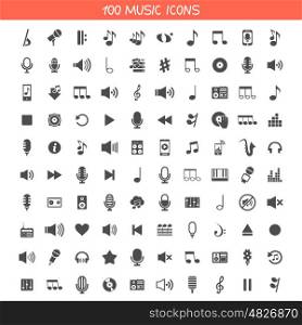 Set of icons music. A vector illustration